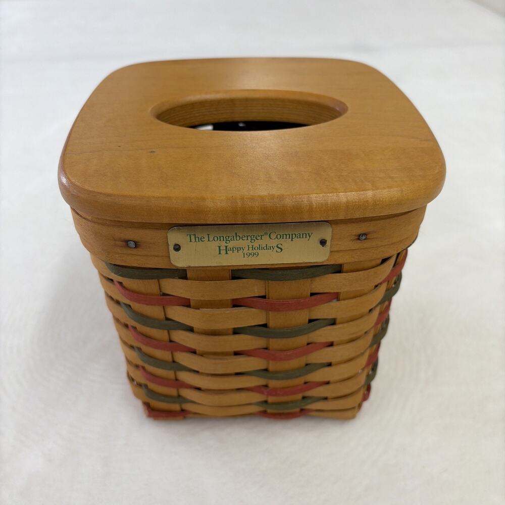 Longaberger Employee Christmas Tissue Basket 1999 with Lid No Protector Charity